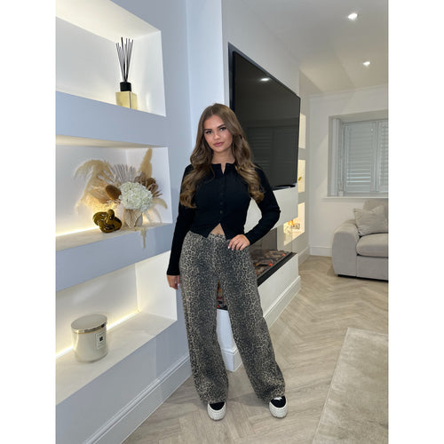 Leopard Print Straight Leg Jeans