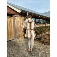 Beige Hooded Belted Faux Fur Coat