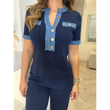 Navy Denim Trim Fine Knit Lounge Co Ord