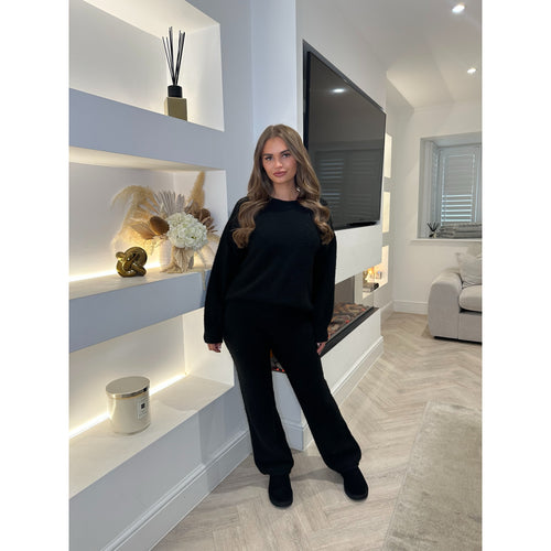 Black Wool Blend Sweatshirt Lounge Co Ord