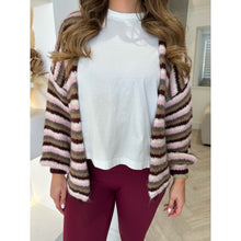 Burgundy Stripe Knitted Cardigan