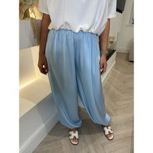 Baby Blue Satin Balloon Cuffed Trousers