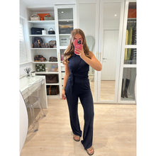 Navy Textured Tie Detail Lounge Set