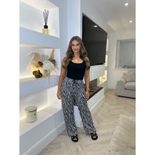 Black & White Zebra Print Wide Leg Trousers