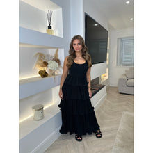 Black Ruffle Tiered Maxi Dress