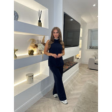 Navy Contrast High Neck Lounge Set