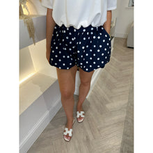 Navy Polka Dot Puff Ball Shorts