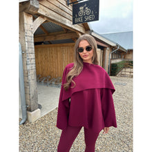 Burgundy Scarf Detail Poncho Cape