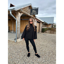 Black Scarf Detail Poncho Cape