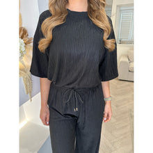 Black Crinkle Oversized T-Shirt & Trousers Set
