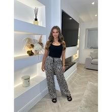 Beige & Black Zebra Print Wide Leg Trousers