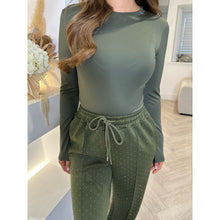 Khaki Round Neck Long Sleeve Top