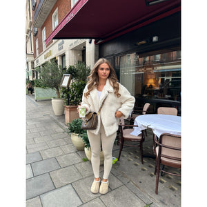 Cream Teddy Aviator Style Jacket