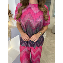 Hot Pink Zig Zag Pleated Trouser Co Ord