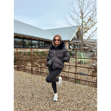 Black Faux Fur Short Hooded Puffer Coat