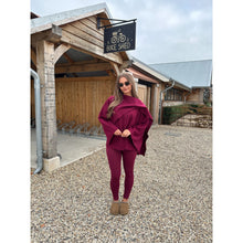 Burgundy Scarf Detail Poncho Cape