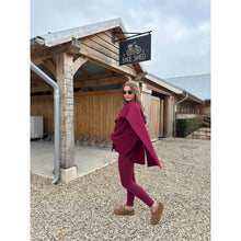 Burgundy Scarf Detail Poncho Cape
