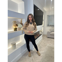 Camel Knitted Zip Pocket Cardigan