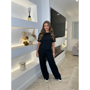Black T-Shirt Wide Leg Lounge Set