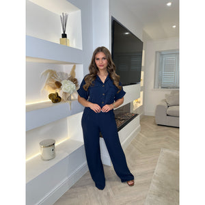 Navy Shirt Wide Leg Co Ord