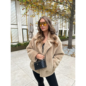 Camel Teddy Aviator Style Jacket