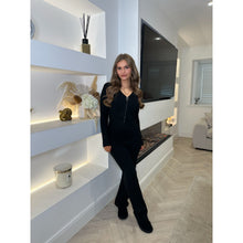 Black Zip Detail Knitted Lounge Jumpsuit