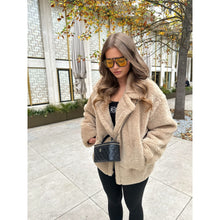 Camel Teddy Aviator Style Jacket