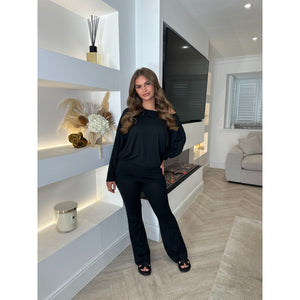 Black One Shoulder Lounge Set