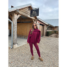 Burgundy Scarf Detail Poncho Cape