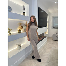 Taupe Contrast High Neck Lounge Set