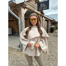 Beige Scarf Detail Poncho Cape