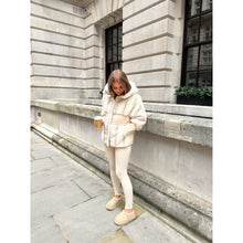 Cream Faux Fur Knit Detail Puffer Coat