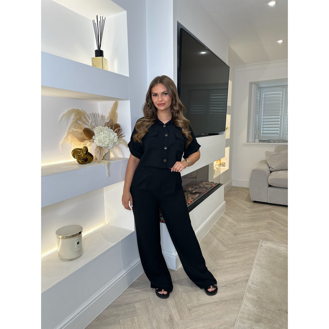 Black Shirt Wide Leg Co Ord