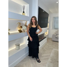 Black Ruffle Tiered Maxi Dress