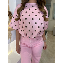 Baby Pink Polka Dot Bubble Hem T-Shirt