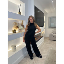 Black Contrast High Neck Lounge Set