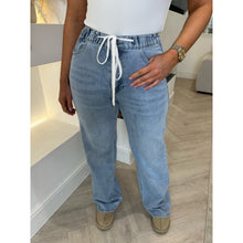 Light Denim Drawstring Waist Jeans
