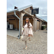 Beige Scarf Detail Poncho Cape