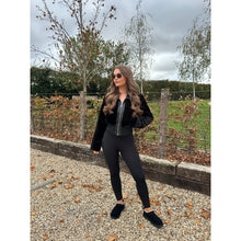 Black Faux Fur Zip Short Bomber Jacket