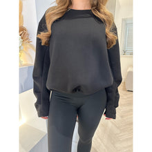 Black Elasticated Hem Fleece Lined Jumper