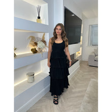 Black Ruffle Tiered Maxi Dress
