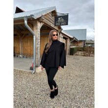 Black Scarf Detail Poncho Cape