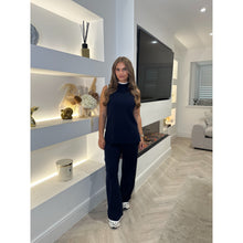 Navy Contrast High Neck Lounge Set