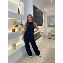 Navy Contrast High Neck Lounge Set