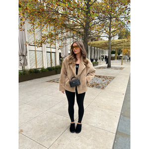 Camel Teddy Aviator Style Jacket
