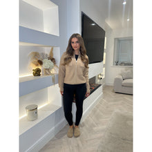 Camel Knitted Zip Pocket Cardigan