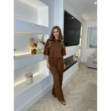 Chocolate Brown Crinkle Oversized T-Shirt & Trousers Set