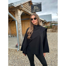 Black Scarf Detail Poncho Cape