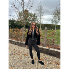 Black Faux Fur Zip Short Bomber Jacket