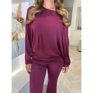 Berry One Shoulder Lounge Set